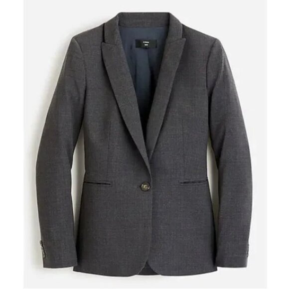 J. Crew Parke Blazer Italian Stretch Wool Heather Coal Grey Size 00/XXS NWOT - Picture 1 of 7